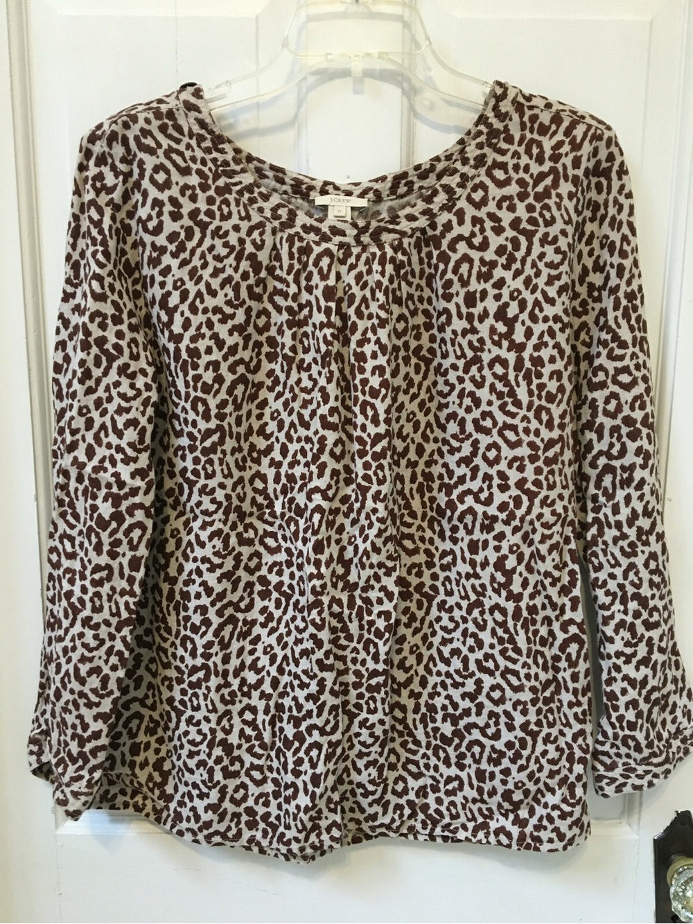J. Crew Tessa 100% Linen Blouse Leopard Print